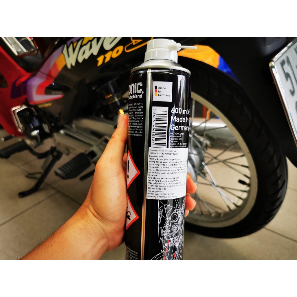 Dưỡng sên Voltronic IX50 600ml Jumbo chai dung dịch lớn , chính hãng, tiết kiệm hơn . DoChoiXeMayShop