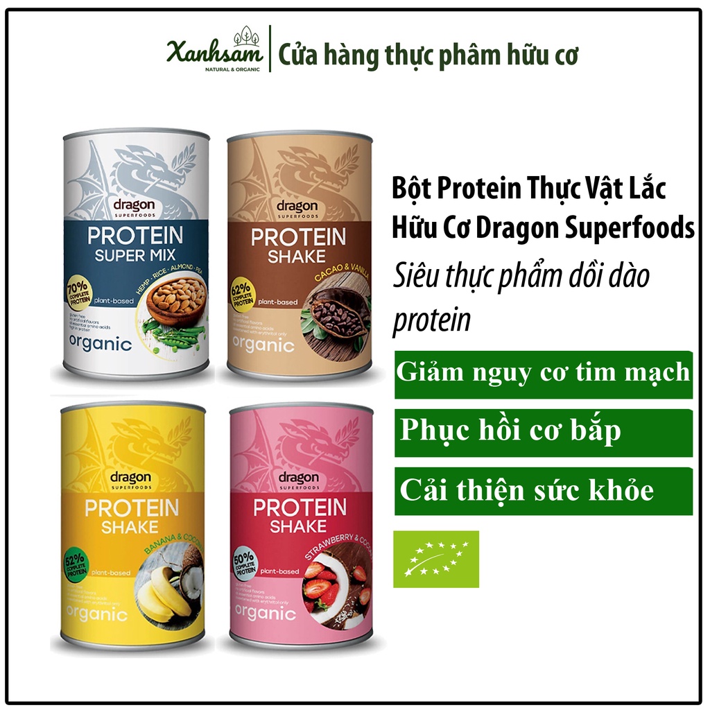 Bột Protein Thực Vật Lắc Hữu Cơ Dragon Superfoods - XanhSam Organic