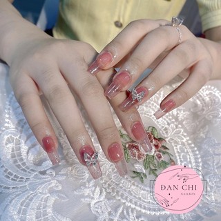 Nailbox Móng Úp Thiết Sẵn Mẫu Thạch Hồng Charm Bướm
