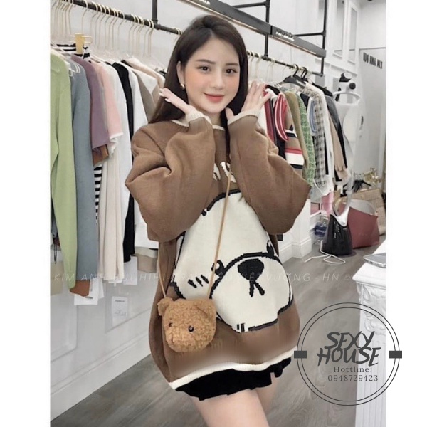 Set nỉ thu đông - bộ nỉ gấu kèm túi gấu sang chảnh B09 SEXYHOUSE