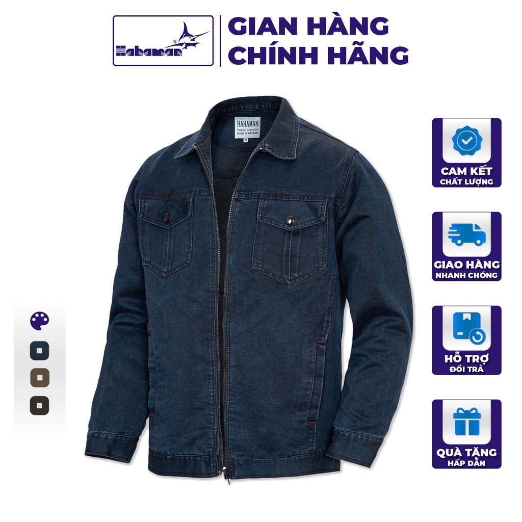 Áo Khoác Kaki Jean Hahaman Chất Jean Cao Cấp Thiết Kế Form Cứng Cáp Có 4 Túi Dễ Dàng Đựng Đồ - AKKK3002