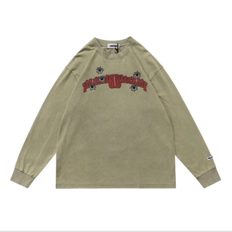 Áo thun dài tay BLACK AIR COWBOY - Áo long sleeve retro vintage wash