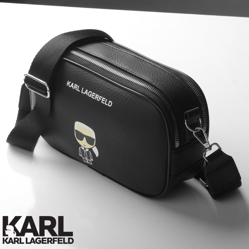 Túi đeo chéo Nam Nữ KARL LAGERLEFD chất liệu bằng da cao cấp chống nước màu đen size 25cm x 15cm x 7cm 2 ngăn khóa