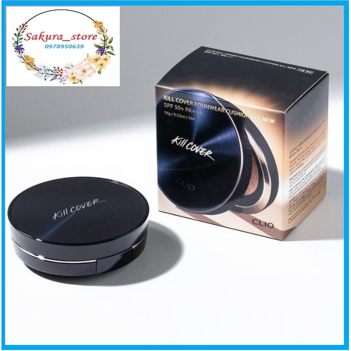 (Mẫu mới) Set Phấn Nước Clio Kill Cover Founwear Cushion All New SPF 50+ PA+++ Tặng kèm lõi