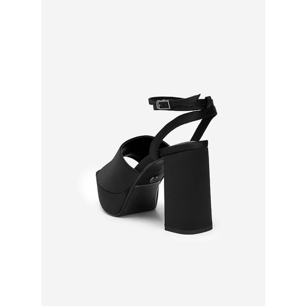 Vascara GIÀY PLATFORM SANDAL SATIN KIỂU DOUBLE ANKLE STRAP - SDN 0729 - MÀU ĐEN