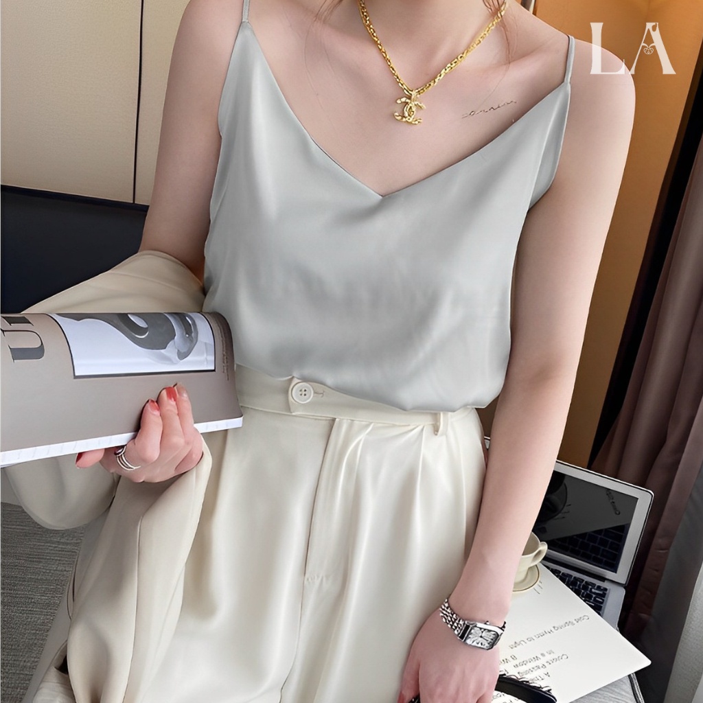Áo hai dây nữ vải lụa ngọc trai cao cấp - Dây Áo Tùy Chỉnh Gợi Cảm Mềm Mịn Sang Chảnh Phong Cách Hàn Quốc Liliana - V015