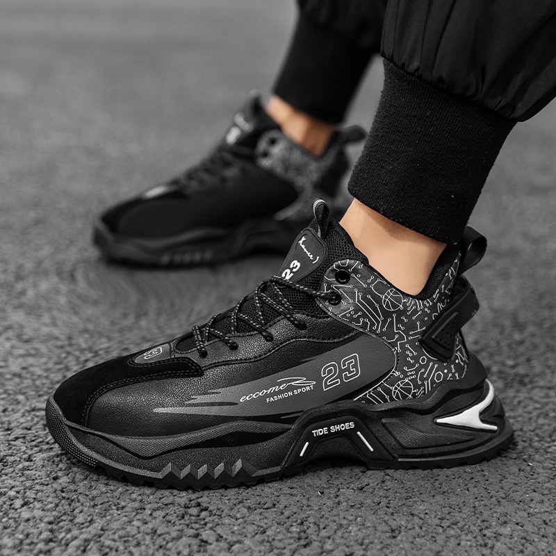 Giày Thể Thao Đế Dày Tăng Chiều Cao Bằng Da Không Thấm Nước Cho Nam Và Nữ