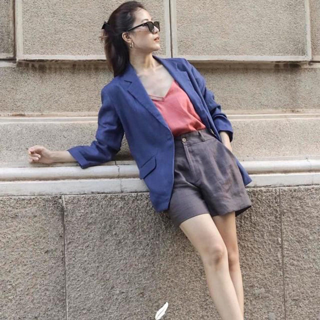 Áo vest blazer Linen nữ tay dài ve vuông túi bổ nắp trẻ trung, chất vải Linen bột Premium , có 9 màu lựa chọn