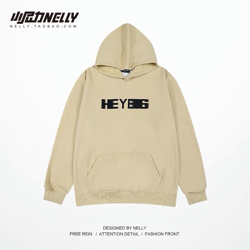 Áo nỉ hoodie Nelly unisex mẫu mới 2022 2 màu kem, tro