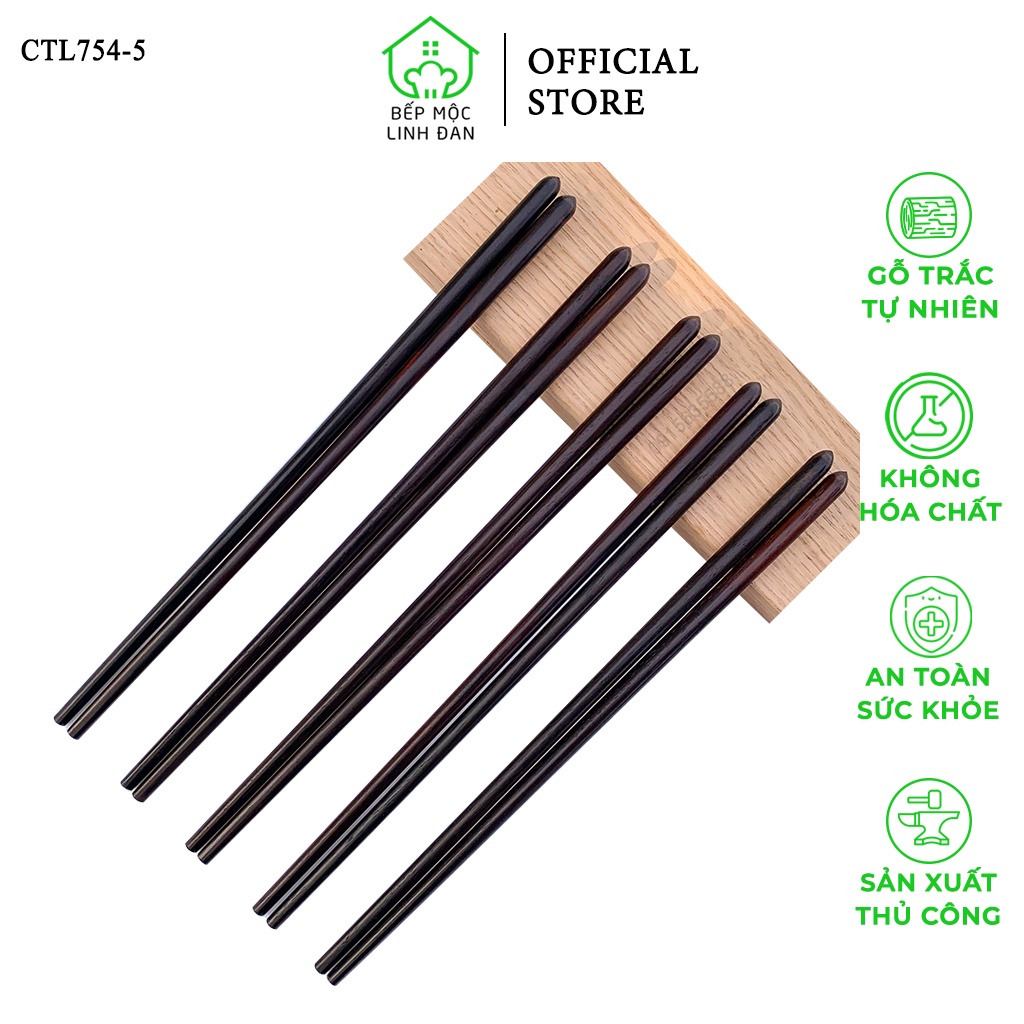 Đũa Ăn Cơm Gỗ Trắc Tự Nhiên Siêu Sạch HAHANCO Đầu Búp Cách Điệu [CTL754]