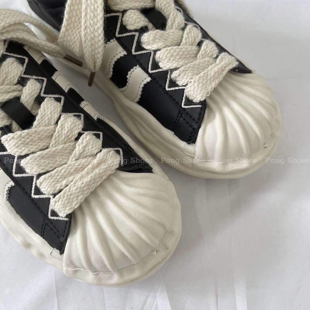 Giày Sneaker PongShoes phong cách Ulzzangs màu đen, be FULL HỘP Mã 1438