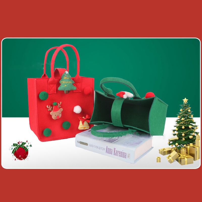 One Túi Xách Vải Nỉ In Hoạt Hình Giáng Sinh Đáng Yêu Thời Trang Đường Phố Đơn Giản