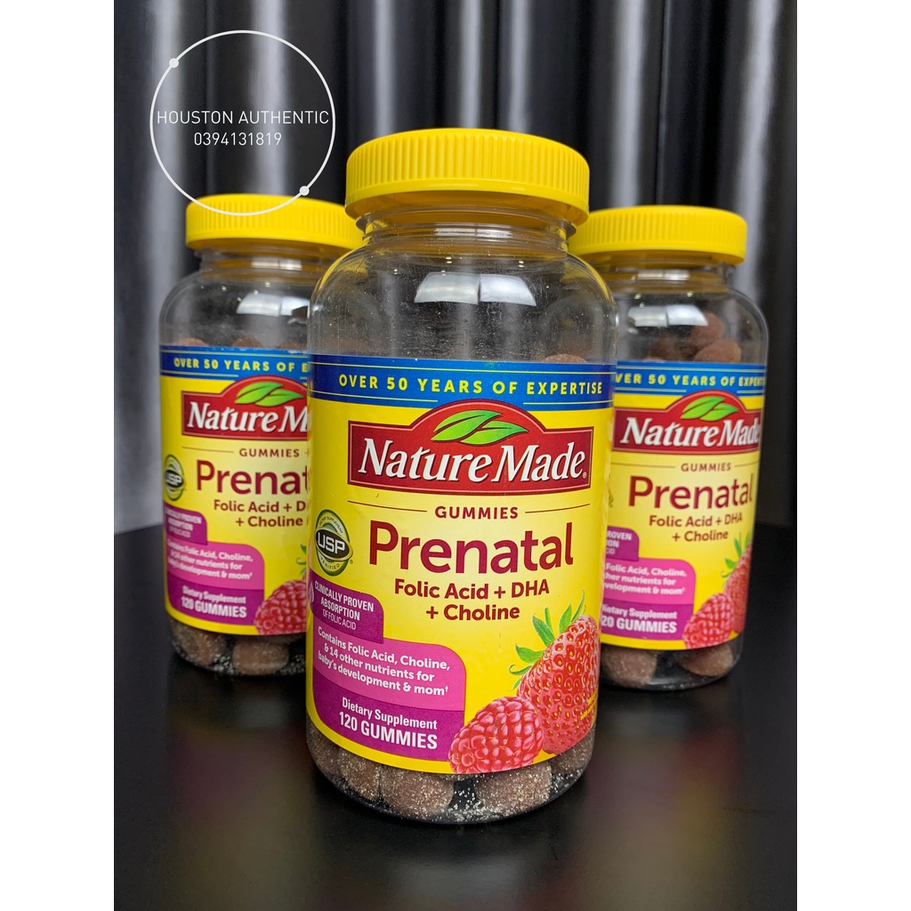 Kẹo dẻo Vitamin bổ bầu Nature Made Prenatal Gummies 120 viên _ Live mua hàng tại Mỹ