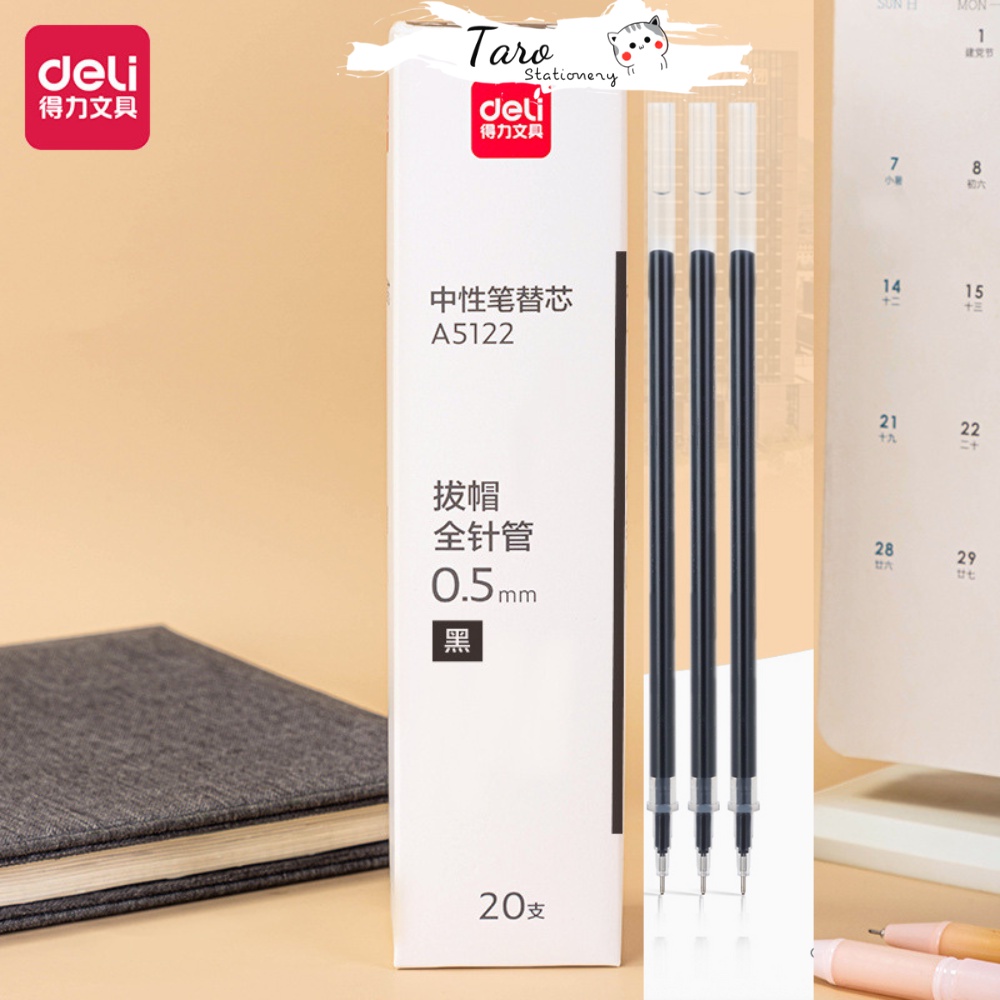 Ruột Bút Gel Deli Ngòi 0.5mm Dùng Thay Thế Cho Bút Bi A03, A06 Taro Stationery