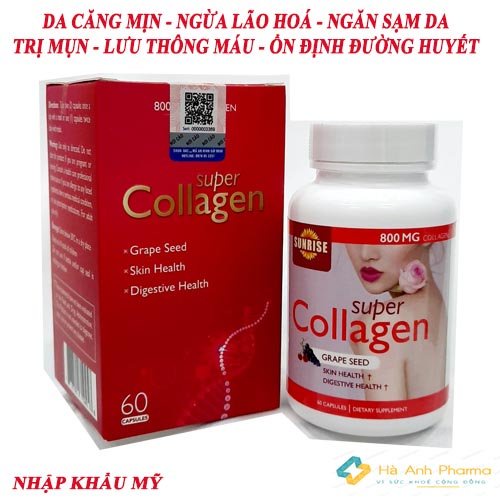 Viên uống trắng da SUPER COLLAGEN Snrise Toward Health collagen tự nhiên chống lão hoá làm mờ nám tàn nhang 60v