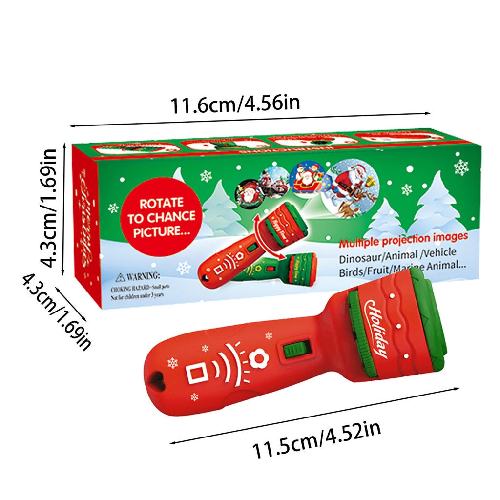 Đồ Chơi Đèn Pin Chiếu Hình Ông Già Noel Trang Trí Cây Thông Giáng Sinh