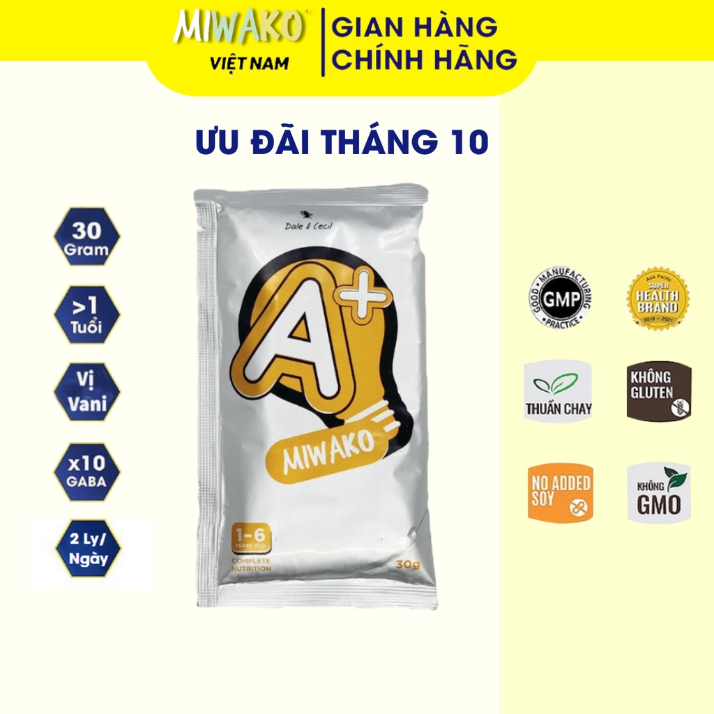 Sữa Công Thức Thực Vật Hữu Cơ Miwako A+ Vị Vani Gói 30g - Miwako Official Store