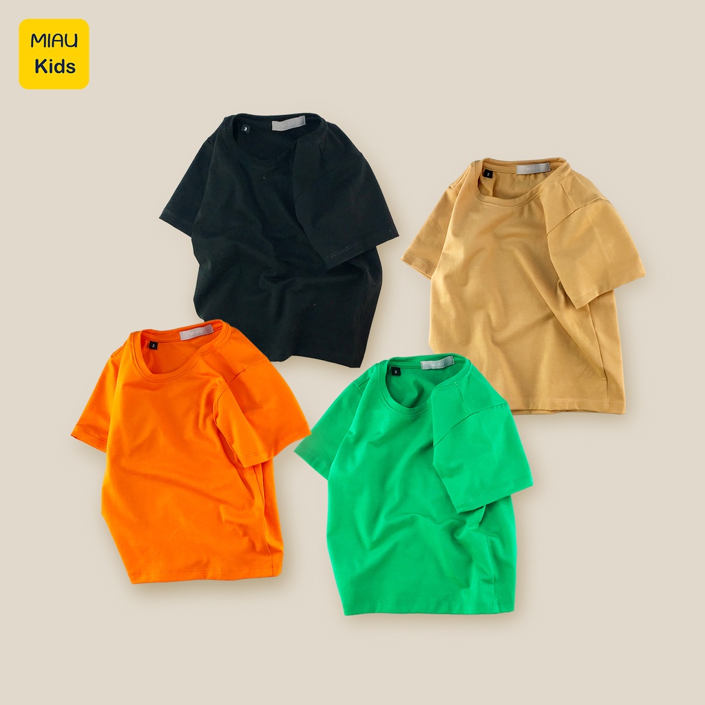 Áo Thun Trơn nhiều màu Cho Bé, Chất Thun Cotton Co Giãn Mềm Mịn Thoáng Mát Cho Bé mặc nhà đi học đi chơi - MiauKids