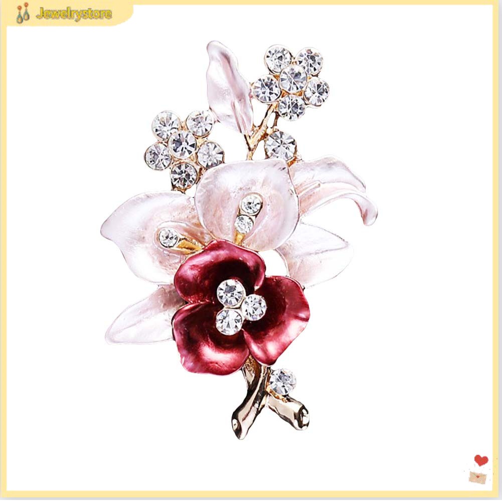 Ghim cài áo hình hoa đính kim cương giả thời trang dành cho nữ