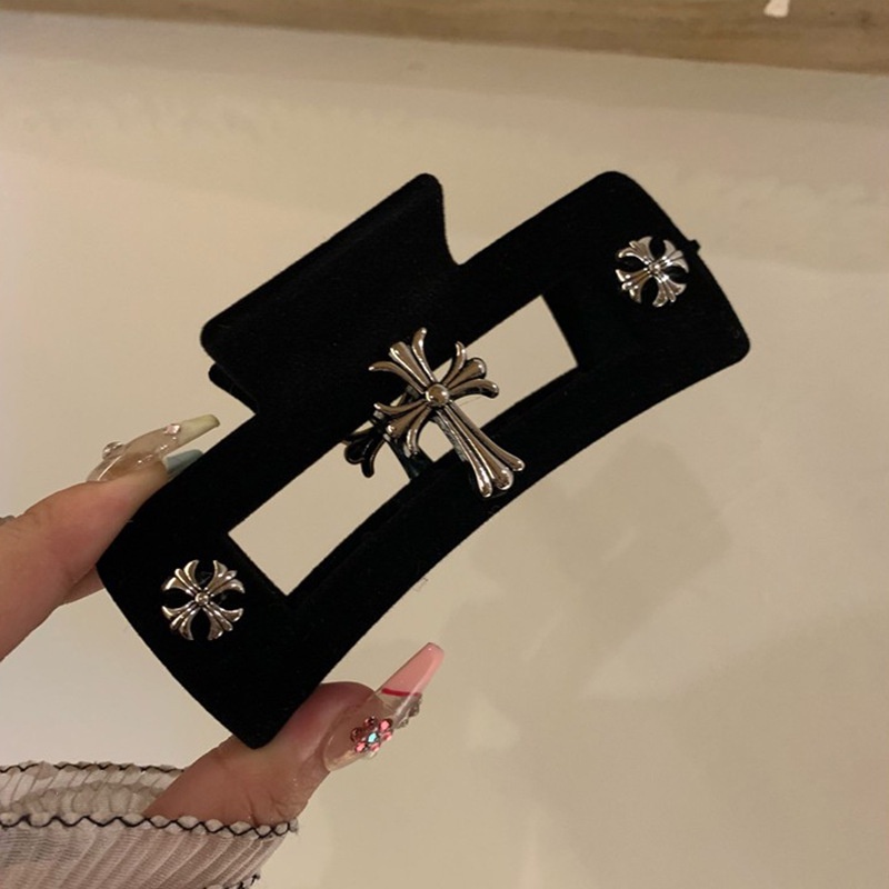 Kẹp Tóc Đính Nơ Bằng Nhung Đen Cỡ Lớn Thời Trang Cho Nữ