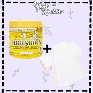 Combo 2 món wax lông sáp ong tặng kèm 100 miếng giấy lột horshion 750ml