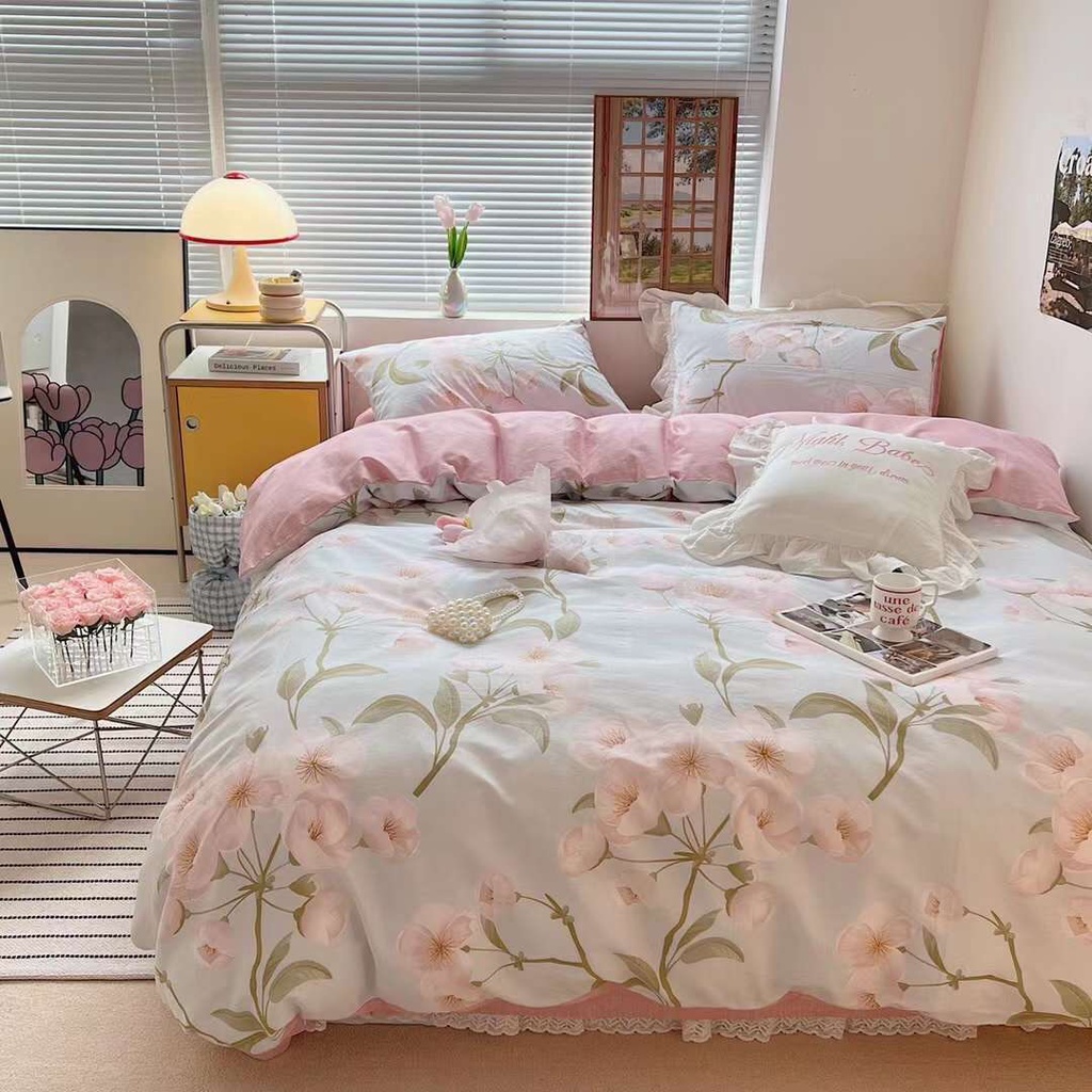 Bộ Chăn Ga Gối Cotton Living Nhập Khẩu Cao Cấp, Cotton 100% - Meo Meo Bedding