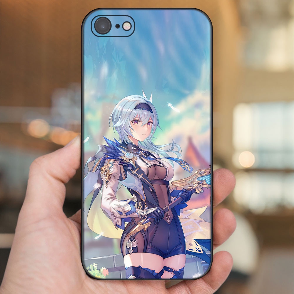 Ốp lưng iPhone 7, 8 dẻo đen cạnh vuông in hình Eula Genshin Impact