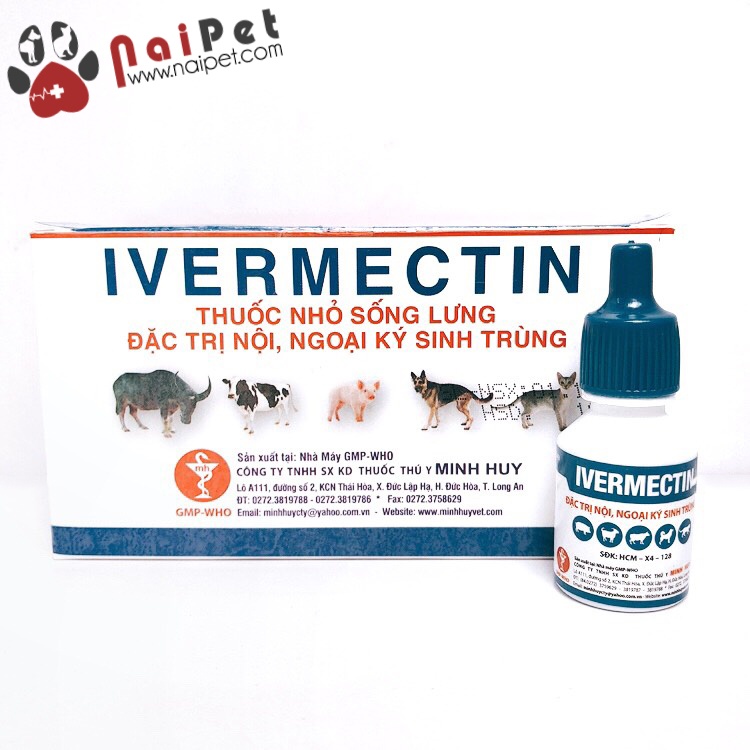 Nhỏ Gáy Xử Lí Nội Ngoại Ký Sinh Trùng Giun Ve Rận Ivermectin MH 10ml