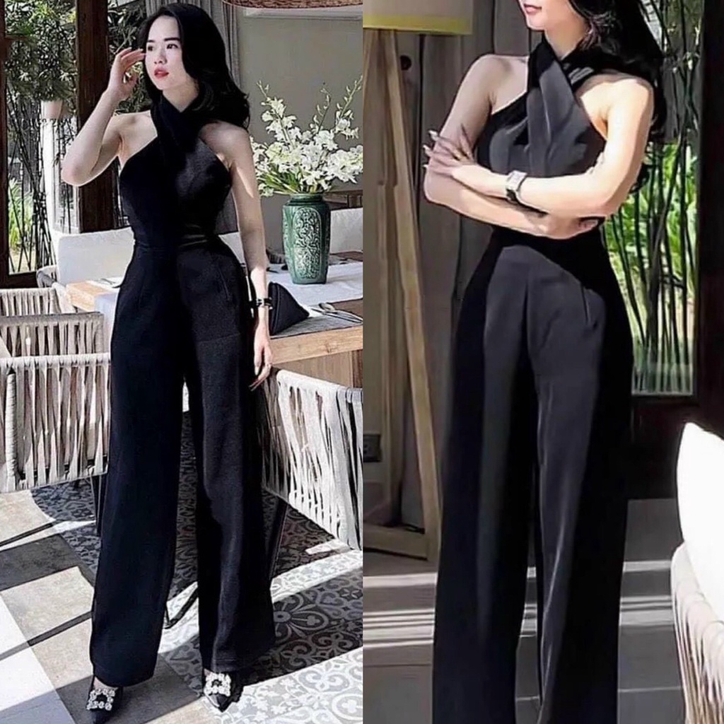 Jumpsuit Nữ Chất UMI Cổ Chéo Ống Rộng Hở Lưng ( Có Mút Ngực ) Thời Trang Kiểu Cách Đi Chơi, Đi Dự Tiệc Hoặc Công Sở