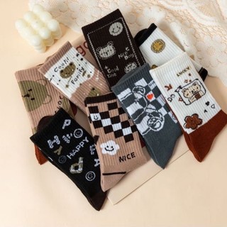 Set 10 Đôi Vớ Dài Màu Cà Phê Thời Trang Hàn Quốc
