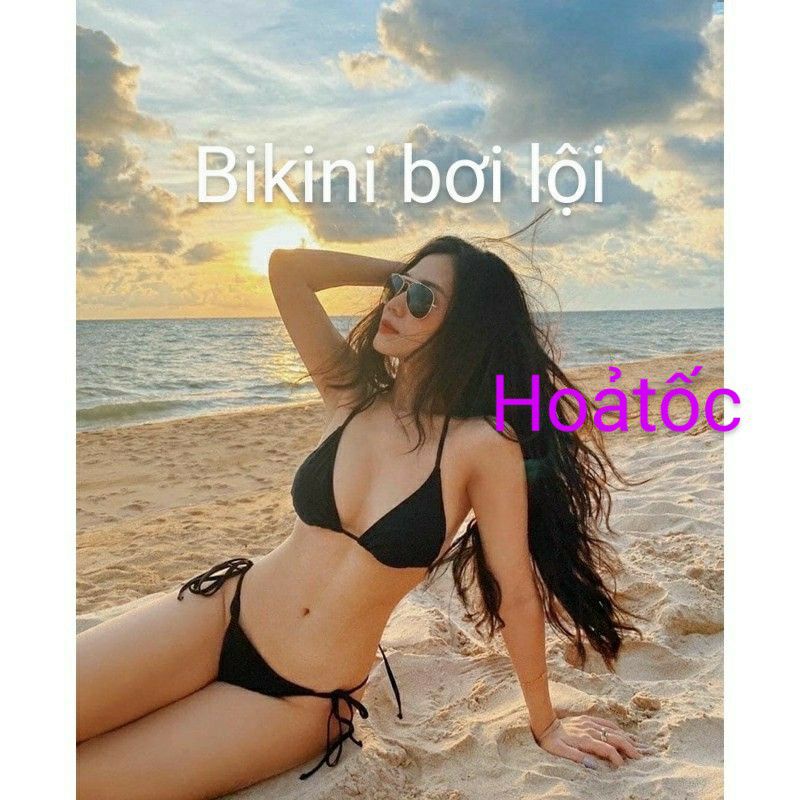 Bikini 2 mảnh bơi lội Đồ đi biển Basics cao cấp nhiều màu đen trắng đỏ xanh tím