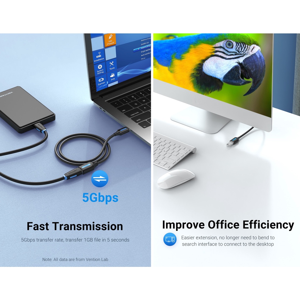 Cáp nối dài USB 3.0 dây nhựa tròn to bền Vention CBHB