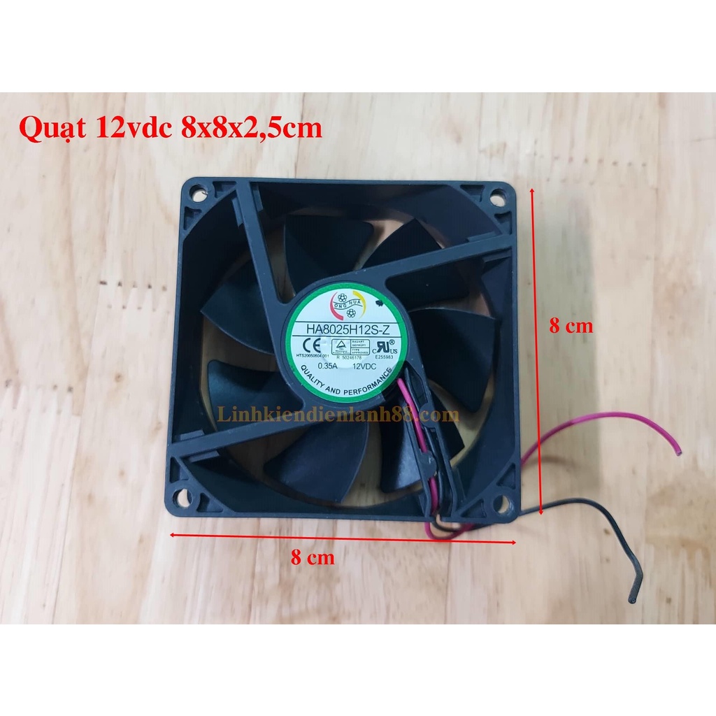 Quạt tản nhiệt 12v DC 8*8*2,5cm tháo máy công ty bao êm .