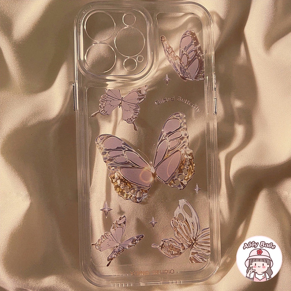 Ốp Điện Thoại TPU Mềm Trong Suốt Họa Tiết Bướm Hồng Cho Iphone 14 Pro Max 11 7Plus 13 12 11 Pro Max X XS XR