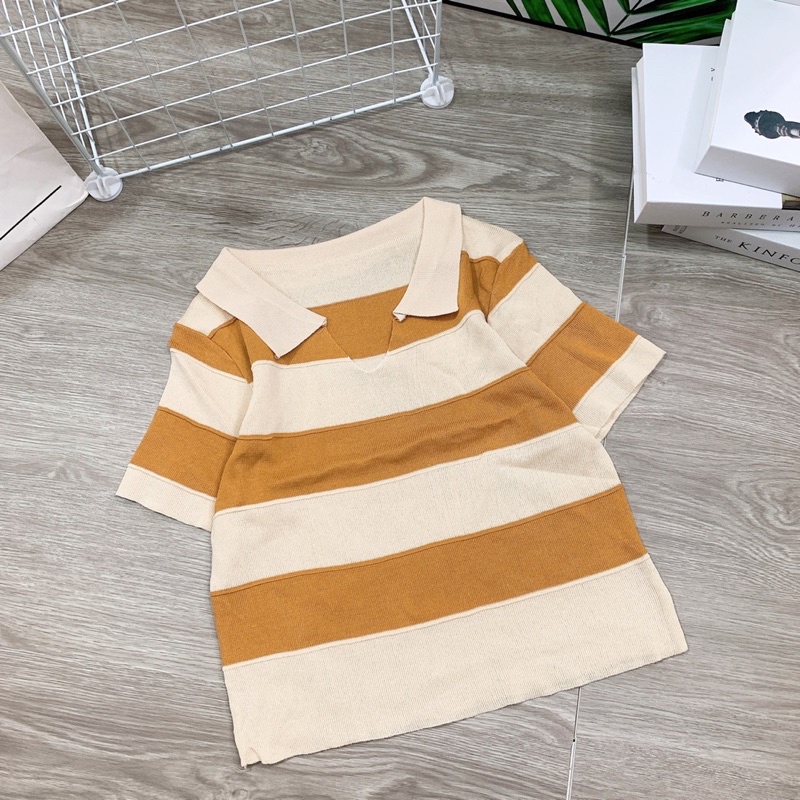 Áo len kim croptop sọc nhiều màu - Nhím Xù shop