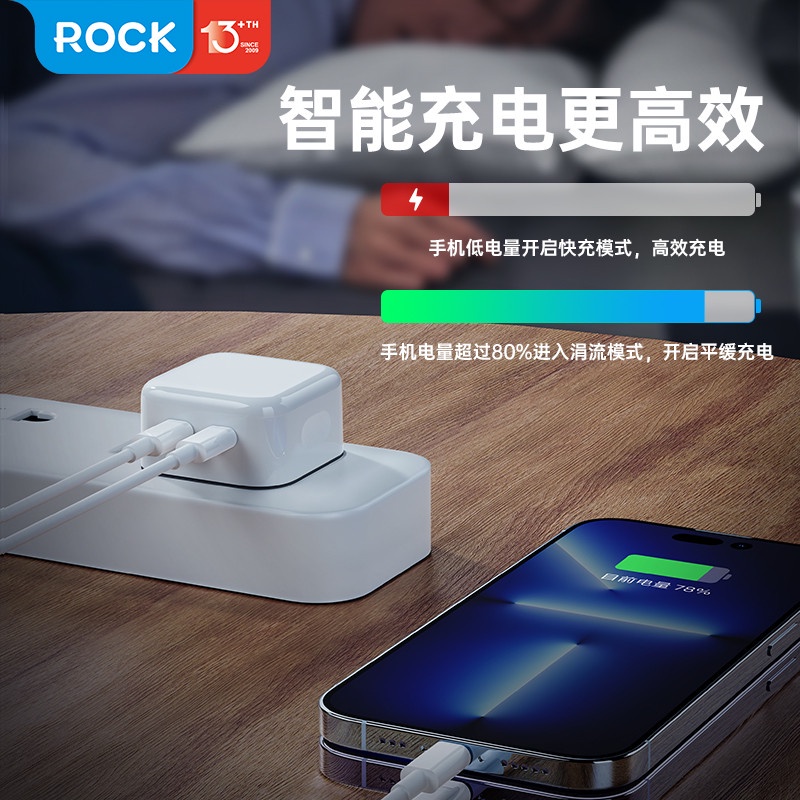 Củ sạc nhanh iPhone Rockspace T58 2 cổng TypeC sạc nhanh 35w sạc ổn định hàng chính hãng bảo hành 12 tháng