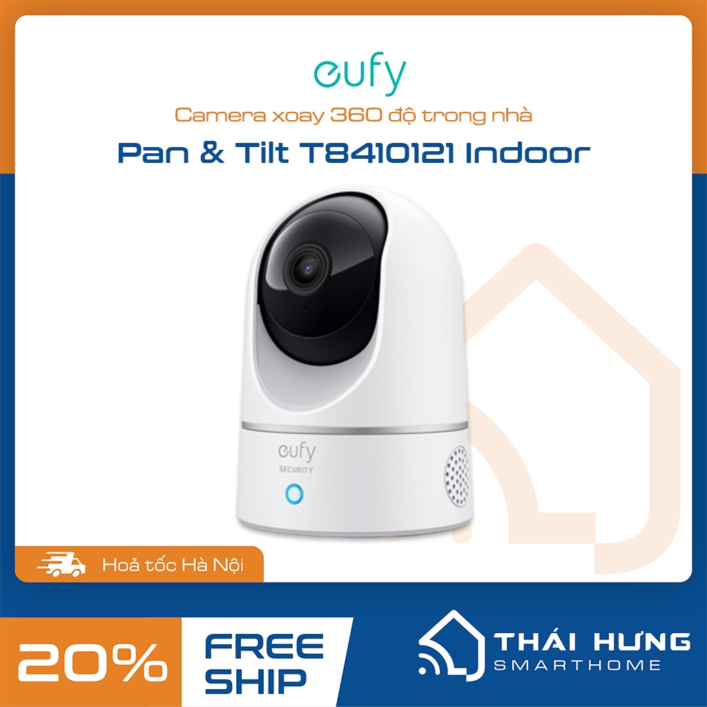 [Hỏa tốc HN] Camera xoay 360 độ trong nhà Eufy Indoor 2K Pan & Tilt T8410121, hỗ trợ Homekit, Google, Alexa.