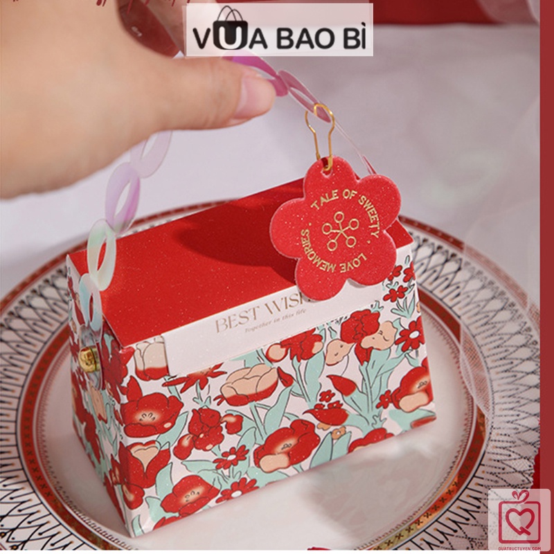 Hộp quà hình túi xách hoa Pastel H11 hộp đựng quà tặng có quai xách thời trang đẹp mắt