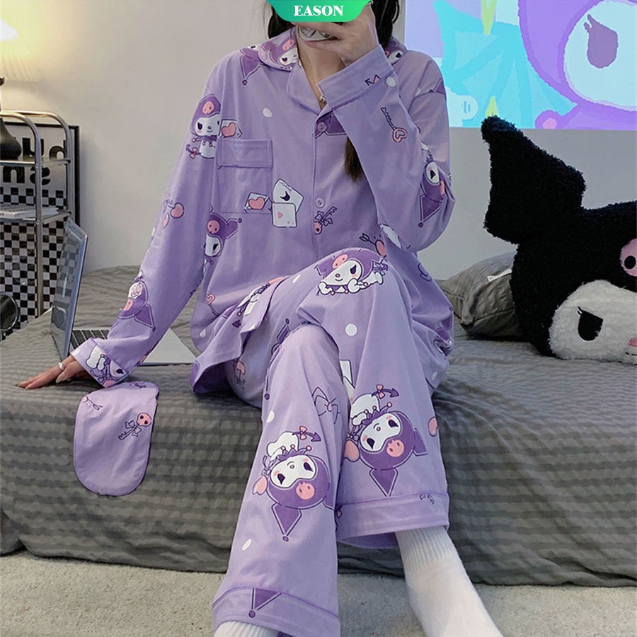 Bộ Đồ Mặc Nhà Tay Dài In Hoạt Hình Sanrio Kulomi Thời Trang Mùa Thu 2022 Cho Nữ