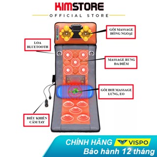 Nệm massage toàn thân Vispo VP-20D chất liệu da, rung đa điểm giúp massage lưng, vai, gáy - Có gối massage hồng ngoại