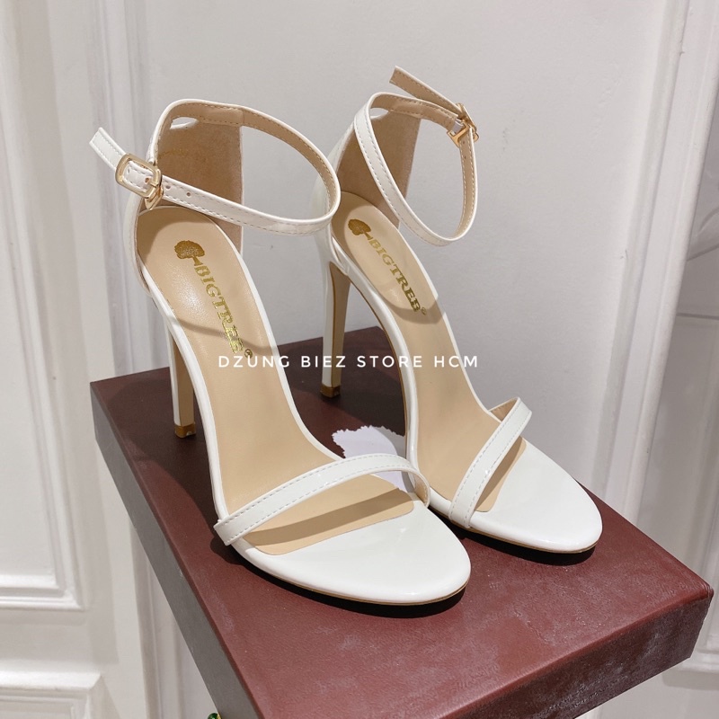 Sandal dây mãnh gót nhọn da bóng hàng Quảng Châu