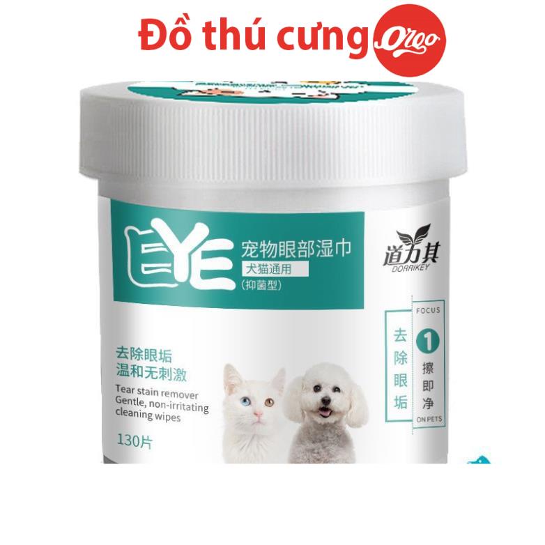 Khăn ướt lau nước mắt và tai ố bẩn cho chó mèo từ cây Lô Hội Orgo hộp 130 chiếc,