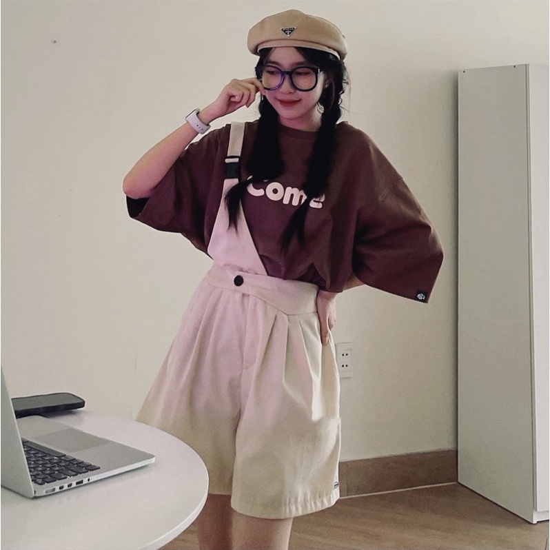 Áo thun phông logo tay nam nữ PINK tay lỡ form rộng COME Unisex