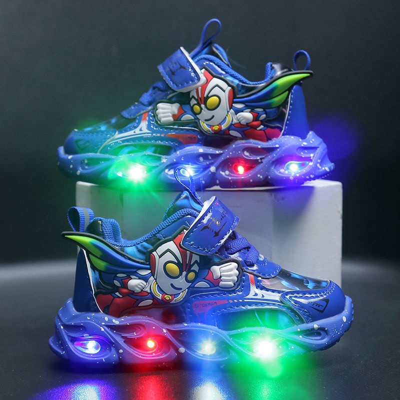 Giày Da Siêu Nhân Ultraman Phát Sáng Thời Trang Thu Đông Dành Cho Bé Trai