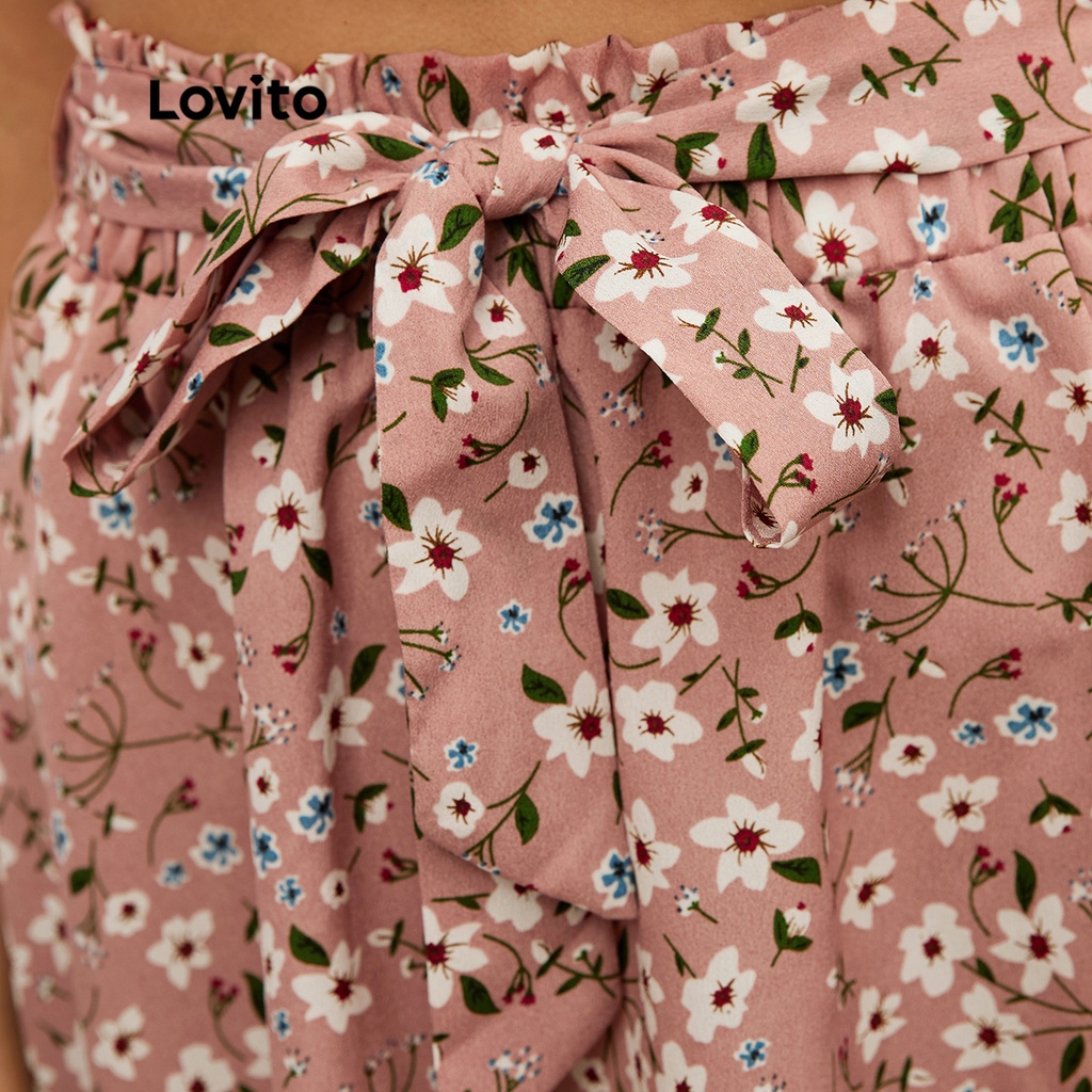 Lovito Bộ Váy Hai Dây Họa Tiết Hoa Và Con Sò Dễ Thương L19D110 (Màu Hồng)