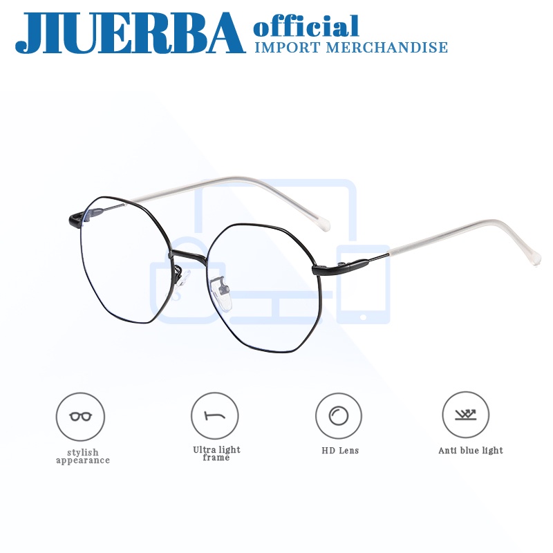 JIUERBA Kính Chống Bức Xạ Gọng Tròn Bằng Chất Lượng Cao Thời Trang Cho Nam Và Nữ
