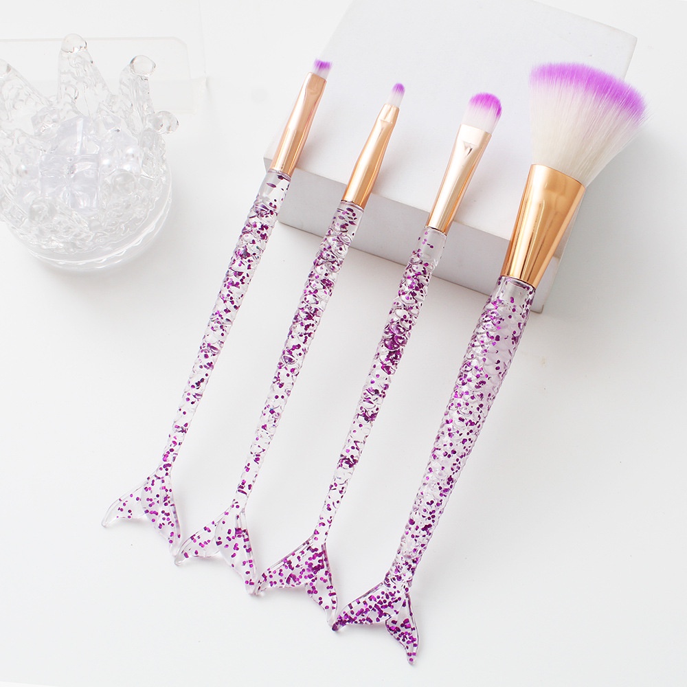 Set 4 Cọ Trang Điểm Phấn Mắt Cán Đuôi Cá Pha Lê Phong Cách Mới