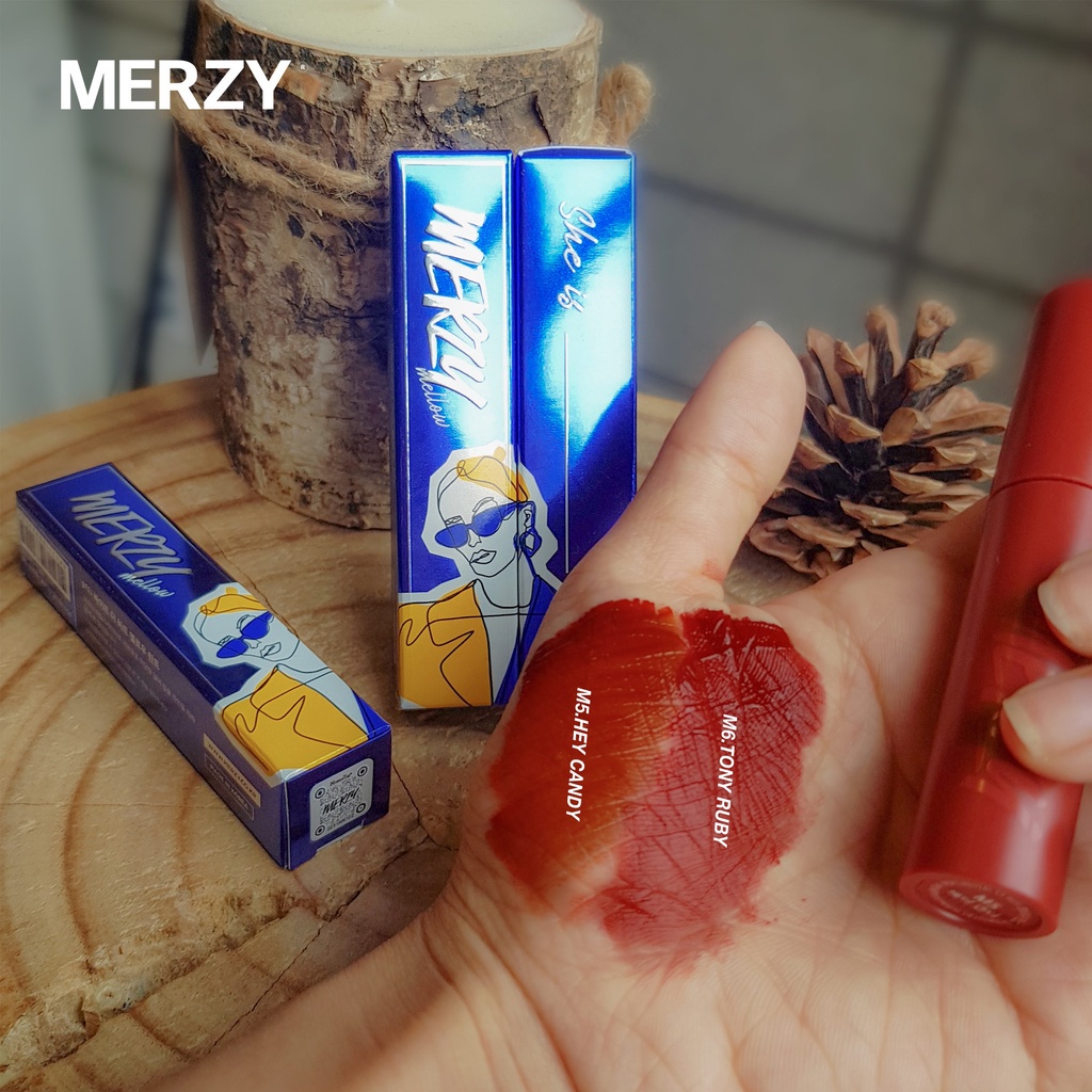 Combo 2 Son Kem Lì Merzy The First Velvet Tint 4.5g (V6 Green vỏ xanh) + Son Merzy Bite The Beat Mellow Tint 4g