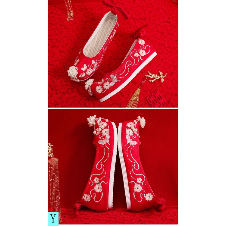 Giày Búp Bê Thêu Họa Tiết Phong Cách Trung Hoa Cổ Điển Cho Cô Dâu