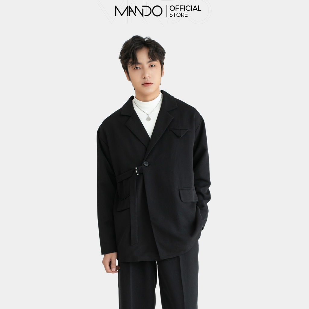 Áo Khoác Blazer Nam MANDO Chất Liệu Tuyết Mưa Dày Dặn, Thắt Đai Phong Cách Thời Trang Hàn Quốc BLZ007